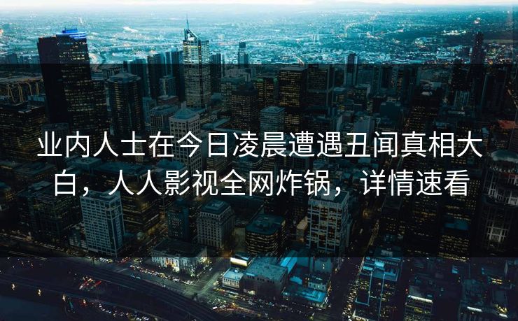业内人士在今日凌晨遭遇丑闻真相大白，人人影视全网炸锅，详情速看
